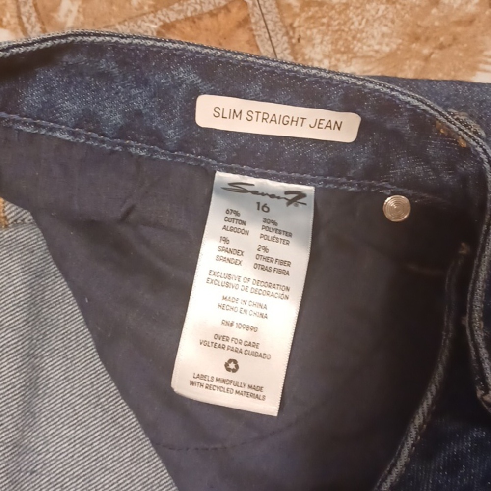 Seven7 Dark Blue Denim Jeans Slim Strightt Size 16 - Picture 3 of 6